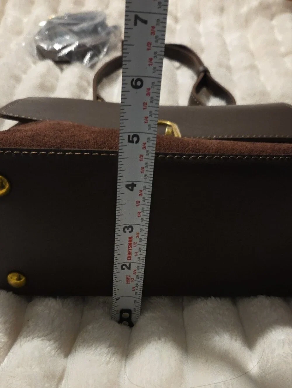 Brown Women's Top-Handle Crossbody Bag with Gold Hardware